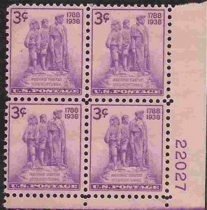 US Stamp 1938 Northwest Territory Plate Block of 4 Stamps NH #837