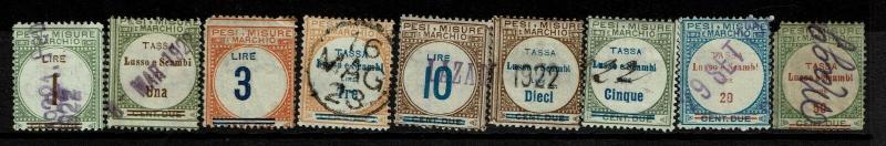 Italy 9 Tassa Lusso E Scambi 1920-1921 Stamps, with faults, see notes - S6083