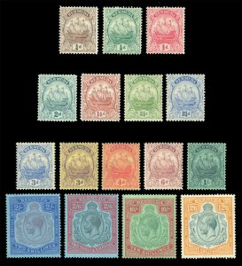 BERMUDA 1922-34  King GEORGE V  ½p - 12sh6p  Scott # 81-97 mint MH