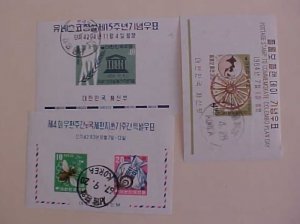 KOREA STAMPS SHEETLETS #3313,331A,444A SOCKED ON NOSE  USED  cat.$15.00