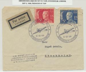 SWEDEN 1928 1st FLIGHT COVER, STOCKHOLM-LONDON (SEE BELOW 