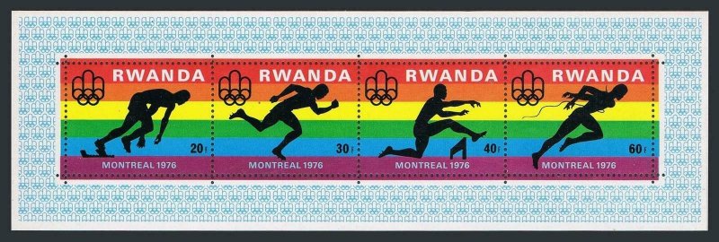 Rwanda 770 ad sheet,MNH.Michel 831-834 Bl.72. Olympics Montreal-1976.Hurdles.