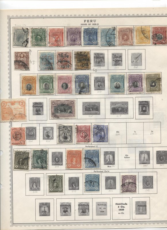 STAMP STATION PERTH Peru #Around 120 Stamps on Paper Mostly Used/Mint Unchecked
