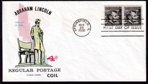 1966 Abraham Lincoln 4c Sc 1303 coil FDC with Fluegel cachet Springfield IL (XJ