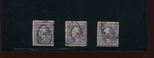 341 Washington Perf 12 Lot of 3 Used PERFIN Stamps (Bx 1985)