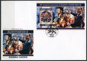 SIERRA LEONE 2018 50th MEMORIAL ANN  OF MARTIN LUTHER  KING, Jr  S/S  FDC