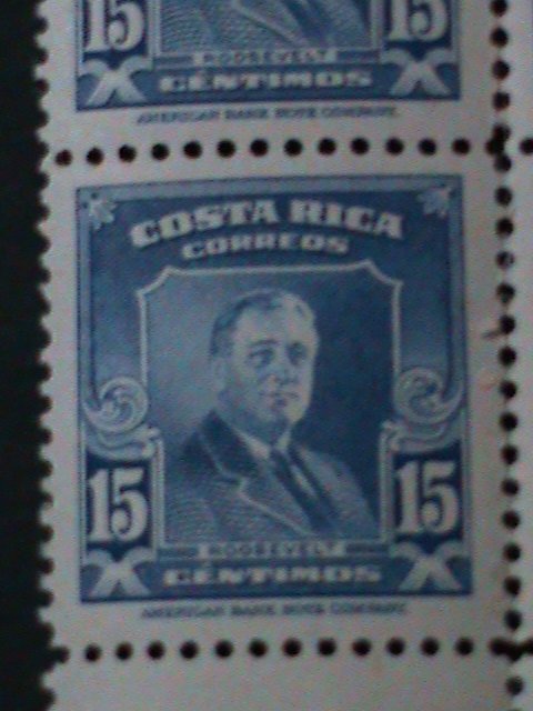 ​COSTA RICA-1947 SC#253 FRANKLIN D. ROOSEVELT VF-IMPRINT BLOCK-76 YEARS OLD