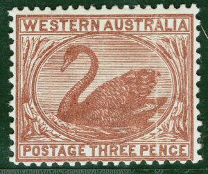 WESTERN AUSTRALIA QV Stamp SG.87var 3d (1895) PRINT FLAW Mint VLMM RBLUE155