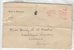 GB KGVI 1939 Bank Of England Meter Cover To Grasgow Postal History J7738 