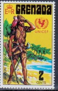 Grenada - Unicef and Robinson Crusoe stamp - Shipping .50 cents