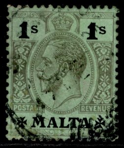 MALTA GV SG81c, 1s black/green emerald surface, USED. Cat £48.