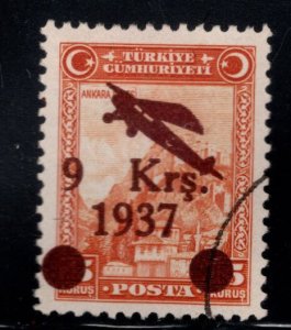 TURKEY Scott C7 Used 1937 surcharged airmail stamp