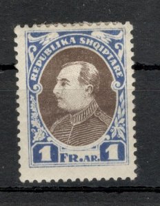 ALBANIA - MH STAMP, 1Fr - ERROR, BLUE GRAY AND NEED RED BLUE- NOT ISSUED - 1925.