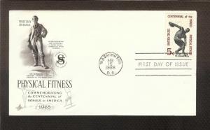 FIRST DAY COVER #1262 Physical Fitness SOKOL Centenary 5c ARTCRAFT U/A FDC 1965