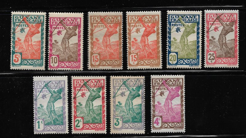 French Guiana 1929-40,Warriors-Archers, Scott 109//125,VF Mint Hinged* (GLN-RN)