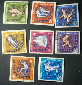 Romania #1597-1604 imperf USED set IMPERF winter olympics