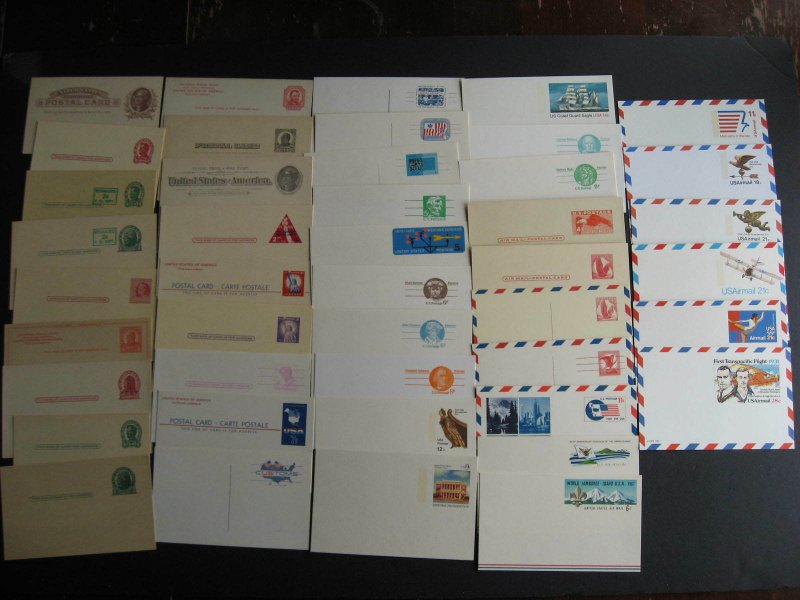 USA stationery 44 different mint postcards Sc UX8 up to 1970s era,worth a look!