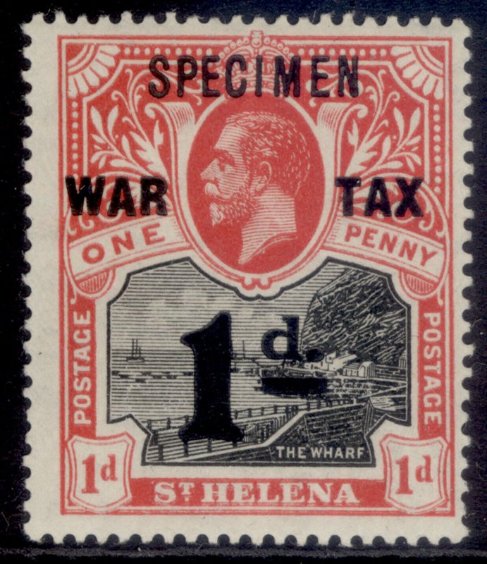 ST. HELENA GV SG88s, 1d + 1d black & carmine-red, LH MINT. Cat £70. SPECIMEN