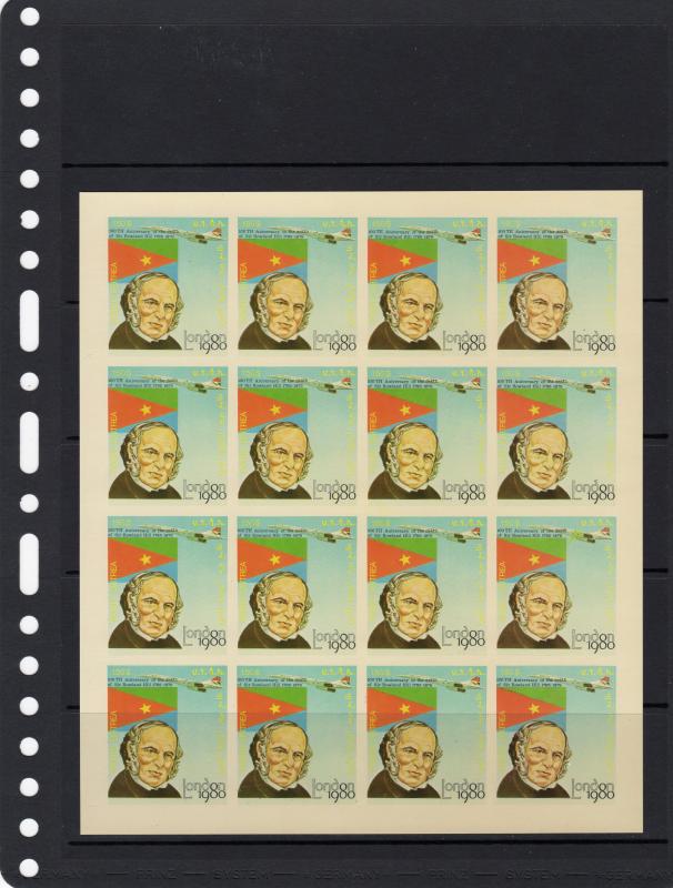 Eritrea 1980 Concorde/Sir Rowland Hill/London 80 Mini-Sheetlet(16) Imperforated