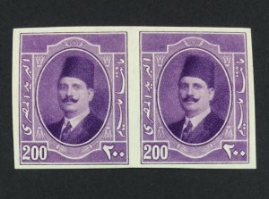 MOMEN: EGYPT SC #102a IMPERF PAIR 1923-1924 MINT OG LH LOT #60994