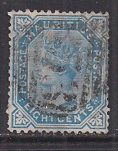 Mauritius 1879 - 80 QV 8ct Blue Used SG 94 ( E1214 )