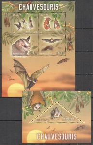 2014 Flying Bats Wild Animals Fauna Kb+Bl Mnh Pe337