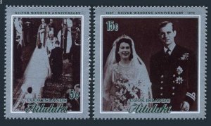 Aitutaki 51-52,MNH.Michel 44-45. Queen Elizabeth II.Philip silver wedding,1972.