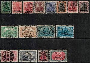 Danzig 1920,Sc.#1 and more used stamps, some in diff. color. two examined