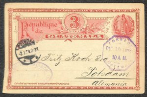 GUATEMALA H&G #4 POSTAL CARD GUATEMALA CITY TO POTSDAM GERMANY 1898