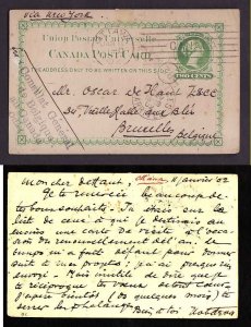 Canada-cover #13956 - 2c UPU card-unusual Ottawa Machine cancel-Jan 11 1902-to B