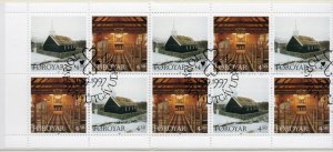 Faroe Islands Sc 329a 1998 Hvalvik Church stamp booklet pane used in booklet