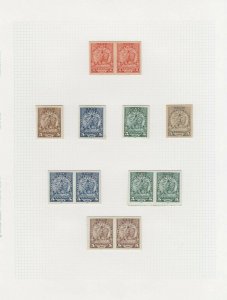 PARAGUAY 1905-10 LION & PALACE Sc 91-128 PROOFS COLLECTION 19 SINGLES & 29 PAIRS