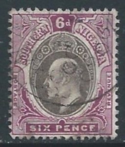 Southern Nigeria #26a Used 6p Edward VII Defin. - Wmk. 3 - Chalky Paper