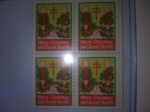 1925 CHRISTMAS SEALS BLOCK OF 4 MINT NEVER HINGED GEMS !! GREAT FIND !!