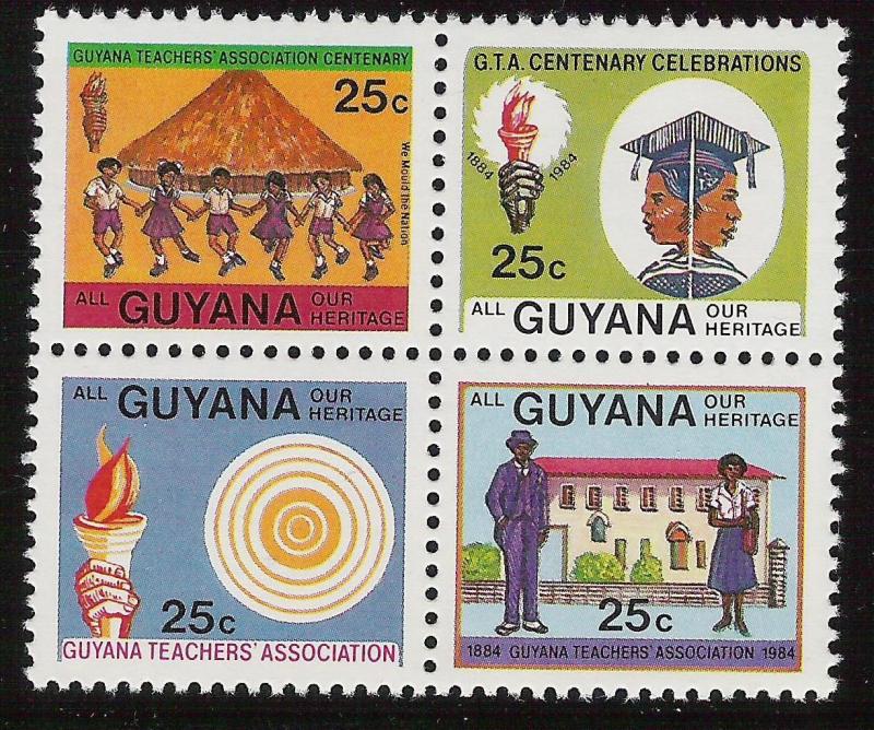 Guyana- Scott 825a Lehrer Association, Erbe- Block 4 MNH (822-825) 1984