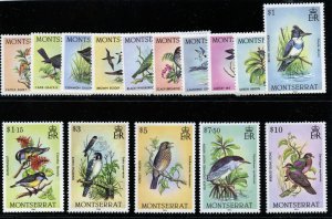 Montserrat 1984 QEII Birds complete set superb MNH. SG 600-614. Sc 524-538.