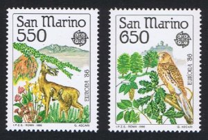 San Marino Birds Common Kestrel Deer 2v Europa CEPT 1986 MNH SC#1107-1108