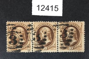 MOMEN: US STAMPS # 188 STRIP OF 3 PAIR USED LOT #12415