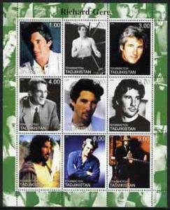 Tajikistan 2000 RICHARD GERE American Actor Sheet (9) Perforated Mint (NH)