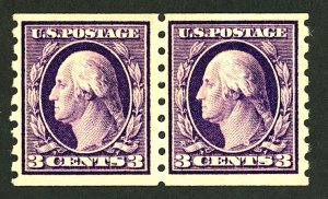 U.S. #394 MINT PAIR OG LH PENCIL ON BACK