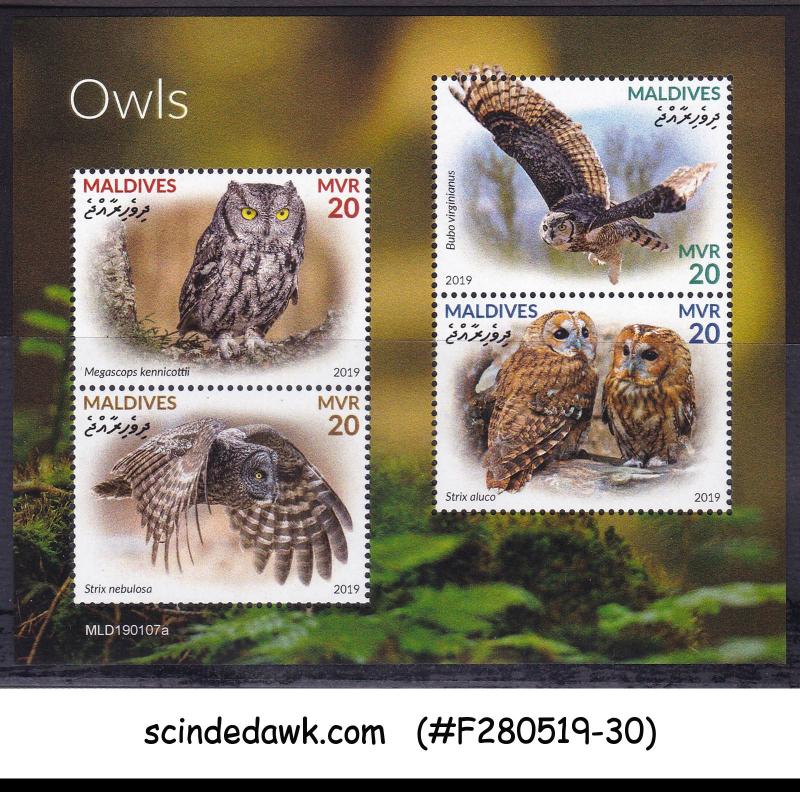 MALDIVES - 2019 OWLS / BIRDS - MINIATURE SHEET MNH