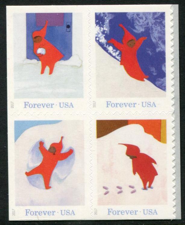 5246a US (49c) The Snowy Day SA bklt, MNH blk/4