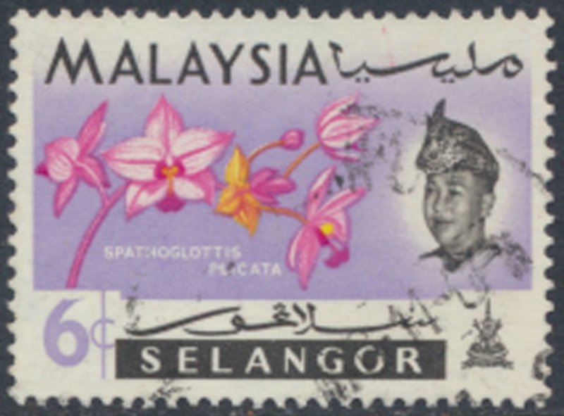 Selangor   Malaya  SC#  124  Used  Flowers  see details & scans