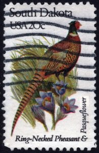 SC#1993 20¢ State Birds & Flowers: South Dakota; Perf 10½ x 11¼ (1982) Used