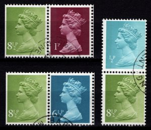 Great Britain 1970s Machin Def. Booklet Stamp Pairs, 6½p single sideband [Used]