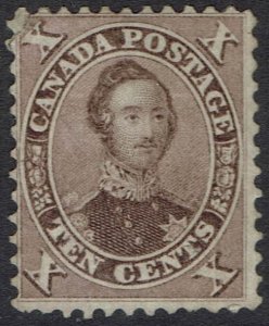 CANADA 1859 PRINCE CONSORT 10C BROWN UNUSED - NO GUM REPAIRED