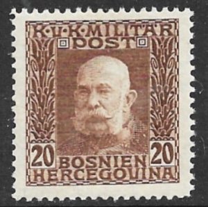 BOSNIA AND HERZEGOVINA 1912-14 20h FRANZ JOSEPH Portrait Issue Sc 72 MNH