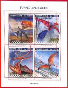 A4856 -SIERRA LEONE -ERROR MISPERF Miniature s: 2019 Flying Dinosaurs Prehistory