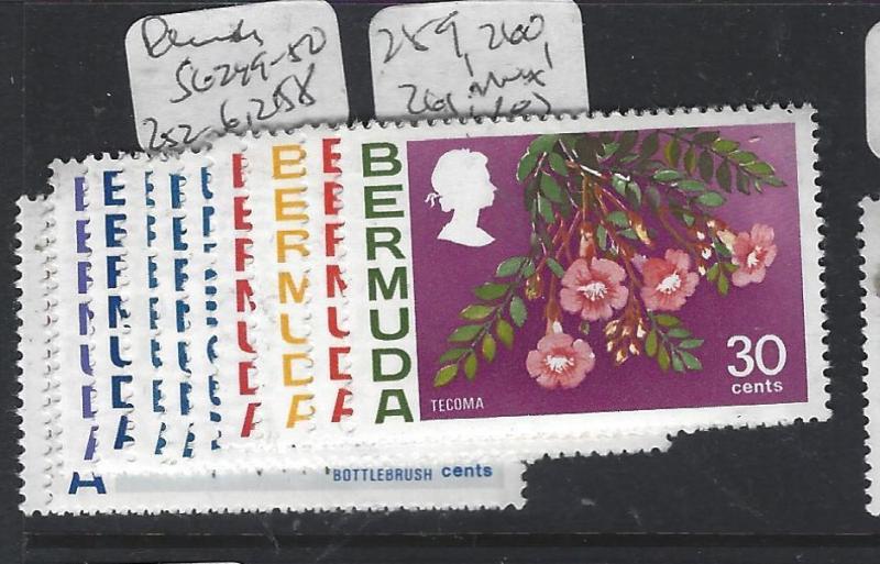 BERMUDA  (PP1309B)  QEII FLOWERS SG 252-6, 258 259, 260, 261, 262  MNH