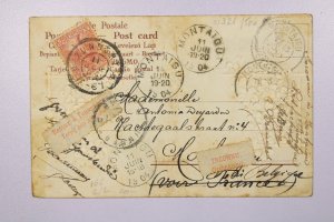 Netherlands 1904 Post Card / Many Forwards and Labels - L39380